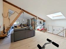 Semi-detached house with landscaped garden, mezzanine and large garage. VAULX EN VELIN