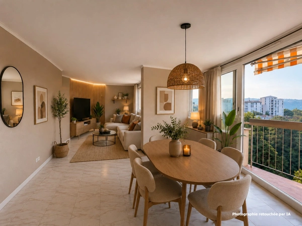Bel appartement 5 pièces (3 chambres) avec terrasse, aperçu mer, cave et parking privé