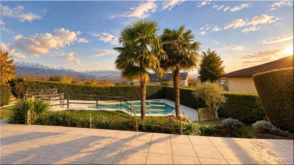 Maison à vendre 6 pièces CHALLEX (01) Maison familiale de 152 m² avec piscine chauffée et jardin paysager