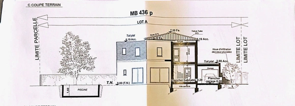 GRAU D'AGDE(34) PROJET CONSTRUCTION VILLA CONTEMPORAINE 4 FACES, TERRAIN 586 m2, ACCES MER PROCHE
