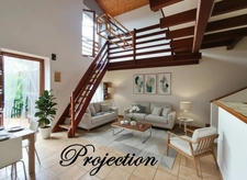 Maison de charme à 50 m du Lot avec mezzanine et terrasse