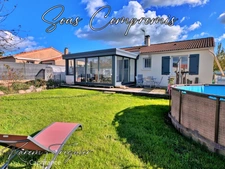Treize-Septiers – Plain-pied 114 m², 4 chambres, véranda & jardin au calme d’une impasse