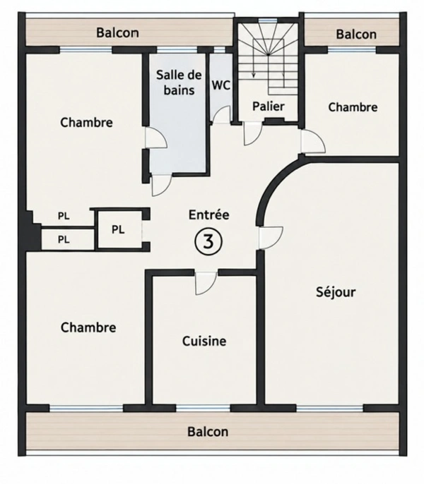 GRAND APPARTEMENT DE 120m2 - 3 CHAMBRES - CAVE - BOX