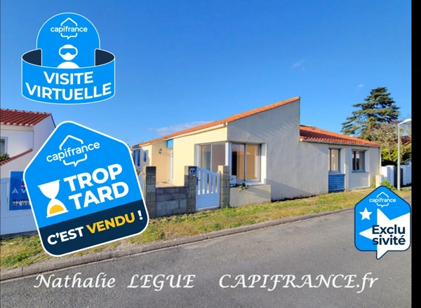 (85) Vendée BEAUVOIR sur MER proche NOIRMOUTIER , Maison 120 m²  à vendre 7 pièces terrain 736 m² clos, 3 chambres , 1 bureau , cellier