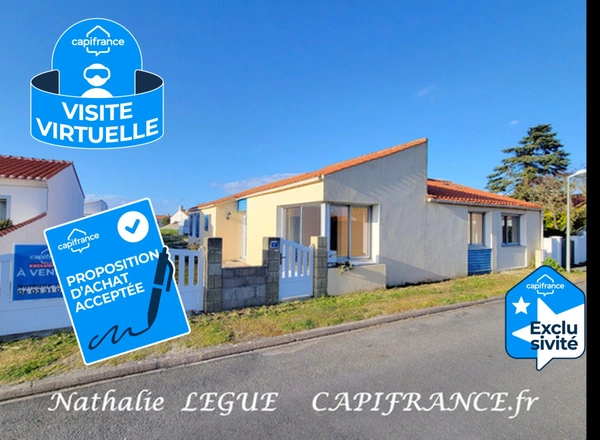 (85) Vendée BEAUVOIR sur MER proche NOIRMOUTIER , Maison 120 m²  à vendre 7 pièces terrain 736 m² clos, 3 chambres , 1 bureau , cellier