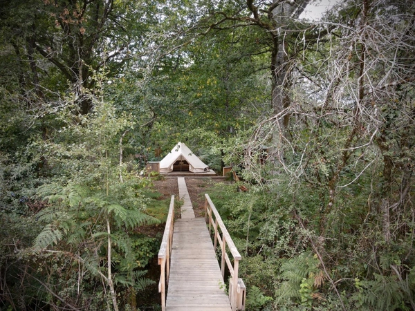 Opportunité d'affaires exceptionnelle : domaine de 24 hectares comprenant 15 hectares d'étangs, parfait pour divers projets touristiques et commerciaux. Avec une activité de location de tentes glampin
