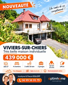 TRES BELLE MAISON INDIVIDUELLE - 4 CHAMBRES - 2 SALLES DE BAIN - 2 GARAGES - TERRAIN DE 25 ARES