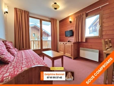 Bel appartement 2P/ T2 de 28 m2 avec grand balcon dans un chalet, au pied d'une piste
