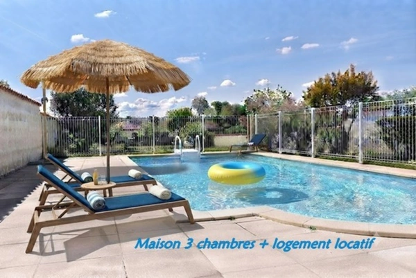 Maison à vendre 6 pièces ANGOULEME (16) maison 3 chambres + Studio et piscine sur terrain de 1150 m2