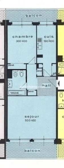 Appartement 2 pièces de 57 m² traversant avec terrasses dans résidence avec piscine