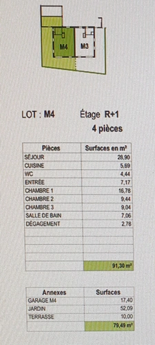 Maison jumelée 91 m² + jardin + terasse+ garage  à vendre 4 pièces HOLTZHEIM (67)