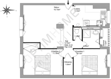 Appartement T3 56m² à Rezé Hôtel de Ville 