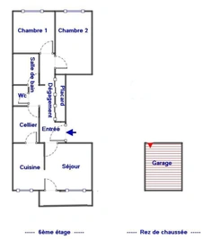 Appartement T3 dernier étage + Garage