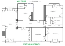 Square Foch : appartement de standing 126 m², 5e étage, traversant, balcons, parking + cave