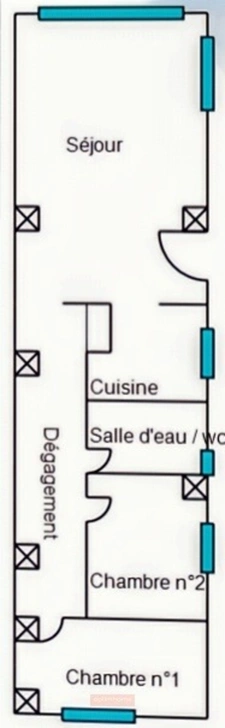 APPARTEMENT T3 REZ-DE-CHAUSSEE 52 m² 2 CH CAVE GARAGE