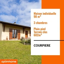 COURPIERE: Maison de plain-pied 3 chambres 98m² sur terrain clos 600m²