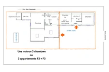 Eaubonne, maison de plain-pied 3 chambres ou 2 appartements 