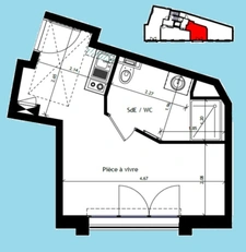 Studio neuf à vendre pièces PARIS 20e, surface habitable 22.15 m2.