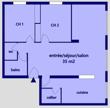 3-room apartment for sale in Rouen, right bank, living area 75 m2 + cellar + 2 parking spaces.