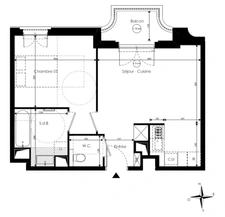 appartement T2 neuf à vendre PANTIN (93), surface habitable 42,83 m2 + balcon 3.78 m2
