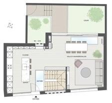 maison T6 neuve à vendre PARIS 19e, surface hab 101.02 m2 (pondérée 109) + jardin 24 m2, terrasses et s-sol.