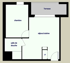 appartement T2 neuf à vendre COURSEULLES SUR MER (14), surface habitable 37,99 m2 + terrasse 6,43 m2.
