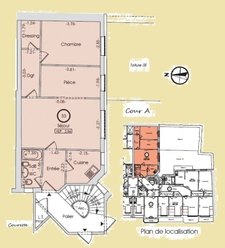 appartement T3 à vendre en NUE-PROPRIÉTÉ PARIS 19e, surface habitable 51,70 m2 + cave.