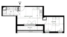appartement T2 neuf à vendre ASNIERES SUR SEINE (92), surface hab. 38.46 m2 + balcon 5.04 m2 + park s-sol