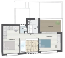 maison T6 neuve à vendre PARIS 19e, surface hab 101.02 m2 (pondérée 109) + jardin 24 m2, terrasses et s-sol.