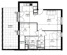appartement T3 neuf à vendre ROUEN (76) 66.88 m2 + terrasse 25.42 m2 + 2 parking en sous-sol sécurisé.