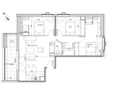 appartement T4 neuf à vendre ROUEN rive droite, surface hab 73.38 m2 + loggia 10.82 m2 + 2 places parking.