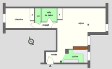 Appartement T2 à vendre 76000 ROUEN centre rive droite, surface habitable 57.70 m2 au 1er étage.