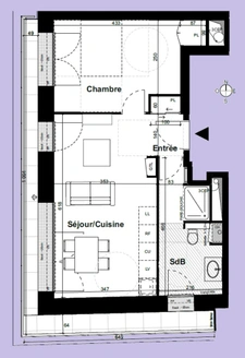 appartement T2 neuf à vendre PARIS 20e, surface habitable 44.80 m2 + terrasse 8.63 m2
