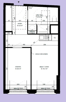 Studio neuf à vendre PARIS 17, surface habitable 37.70 m2