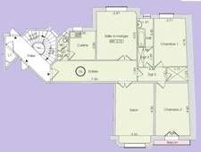 appartement T4 à vendre en nue-propriété PARIS 19e, surface habitable 88,10 m2 + balcon + cave.