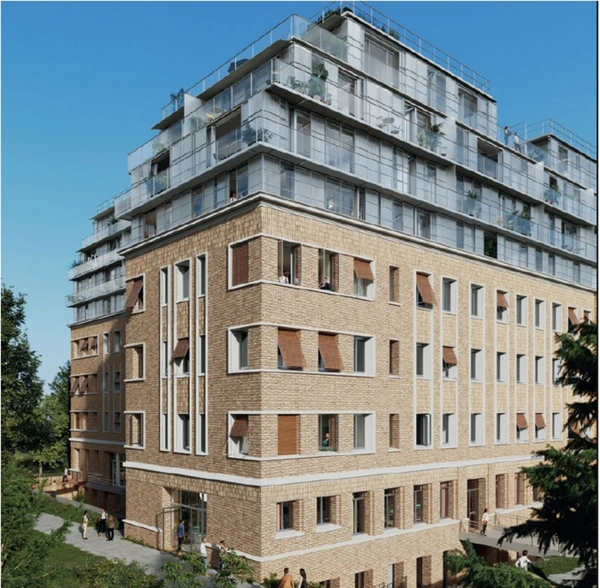 Studio neuf à vendre PARIS 14e, surface habitable 25.50 m2 + jardin d'hiver 9 m2 + terrasse 13.80 m2.