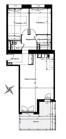 Appartement neuf type T3 à vendre BOIS GUILLAUME (76) surface 81.35 m2 + balcon 17.26 m2 + 2 park s-sol