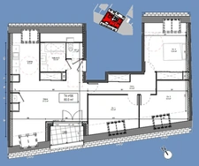 appartement T4 neuf à vendre ROUEN Jardin des Plantes, surface hab 80 m2 + terrasse 4.40 m2 + park ext.