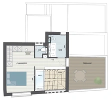 maison T6 neuve à vendre PARIS 19e, surface hab 101.02 m2 (pondérée 109) + jardin 24 m2, terrasses et s-sol.