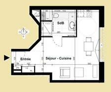 Studio neuf à vendre PARIS 20e, surface habitable 29.89 m2
