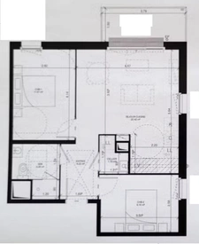 appartement T3 neuf à vendre COURSEULLES SUR MER (14), surface habitable 53,76 m2 + balcon 5,69 m2.