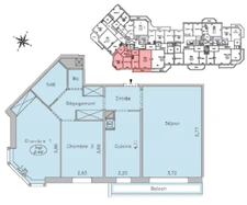 Appt T3 à vendre en nue propriété ISSY LES MOULINEAUX 92, surface hab. 66.70 m2 + balcon + cave + park.