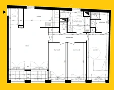 appartement T4 neuf à vendre PARIS 17, surface habitable 106.20 m2 + loggia 6.00 m2