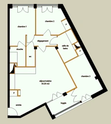 appartement T4 neuf à vendre PARIS 16e, surface habitable 87.40 m2 + loggia 5.30 m2