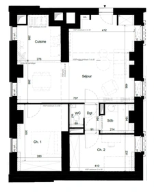 appartement T3 entièrement réhabilité à vendre PARIS 14e, surface habitable 62.90 m2.