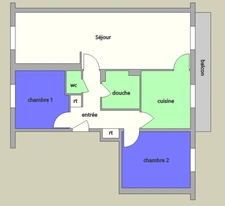 Dpt Seine Maritime, Appartement T3 à vendre ROUEN rive gauche 61 m² + balcon + meubles + cave