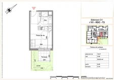 Studio neuf à vendre BOIS GUILLAUME 76230, surface habitable 23.93 m2 + terrasse jardin 13.48 m2