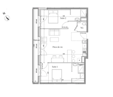 appartement T3 neuf à vendre ROUEN rive droite, surface hab 65 m2 + balcon 7.72 m2 + 2 places de parking.