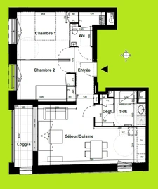 appartement T3 neuf à vendre PARIS 20e, surface habitable 62 m2 + loggia 5.40 m2