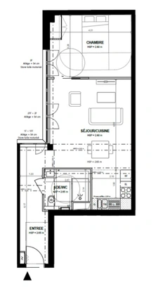 appartement T2 neuf à vendre PARIS 16e, surface habitable 52.50 m2.